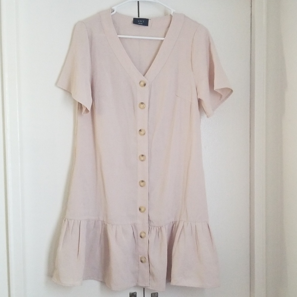Women's Button Down Ruffle Dress